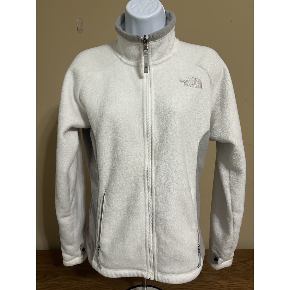 The North Face Sweater Jacket Womens Size S Full Zip Ivory and Grey Fleece